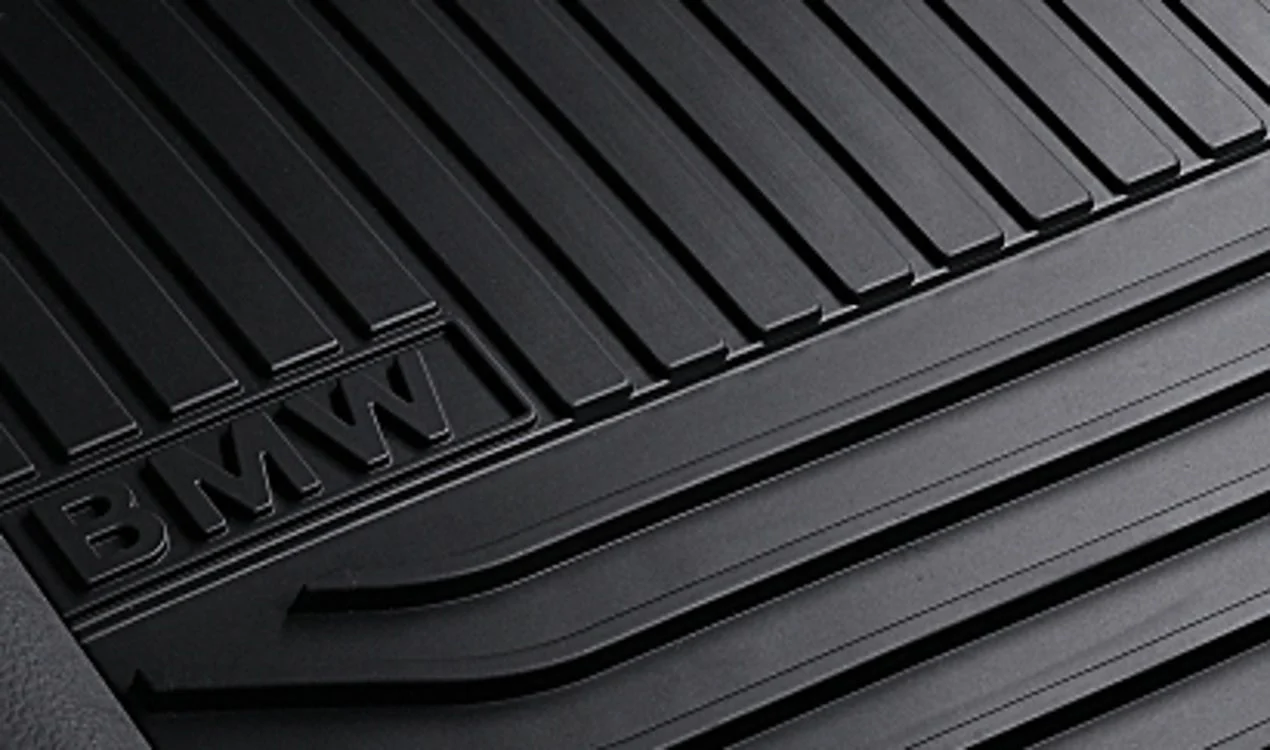 BMW Genuine 2 Piece Set Rear Floor Mats All Weather Rubber Black